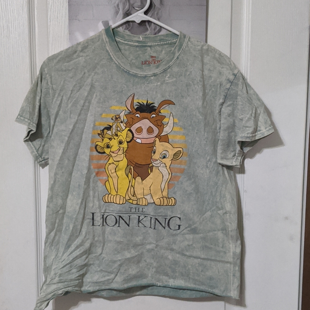 SALE Disney Lion King Team Hakuna Matata Green Acid Wash Shirt Simba Nala Timon